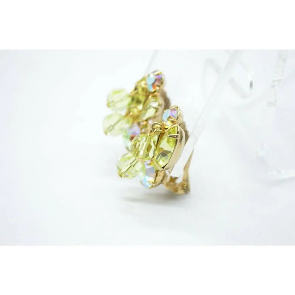 Weiss Yellow Rhinestone Dangle Crystal Flower Clip - Picture 3 of 5